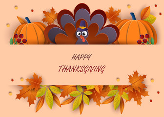 Happy Thanksgiving day. Beautiful, colorful cartoon of turkey bird for Happy Thanksgiving celebration