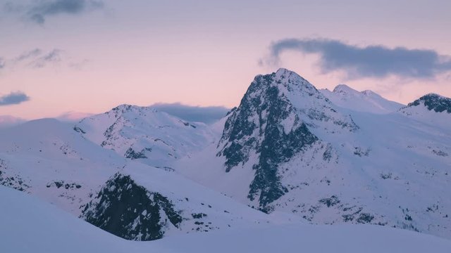 Panoramic view of ridge at dawn. Time lapse