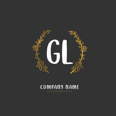 G L GL Initial handwriting and signature logo design with circle. Beautiful design handwritten logo for fashion, team, wedding, luxury logo.