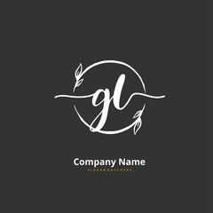 Obraz premium G L GL Initial handwriting and signature logo design with circle. Beautiful design handwritten logo for fashion, team, wedding, luxury logo.