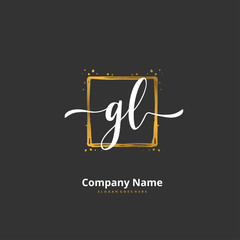 G L GL Initial handwriting and signature logo design with circle. Beautiful design handwritten logo for fashion, team, wedding, luxury logo.