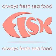 creative fresh seafood logo lettering style word fish