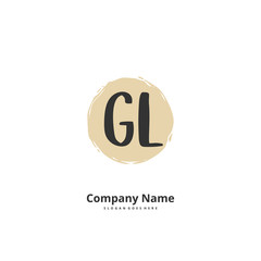 G L GL Initial handwriting and signature logo design with circle. Beautiful design handwritten logo for fashion, team, wedding, luxury logo.