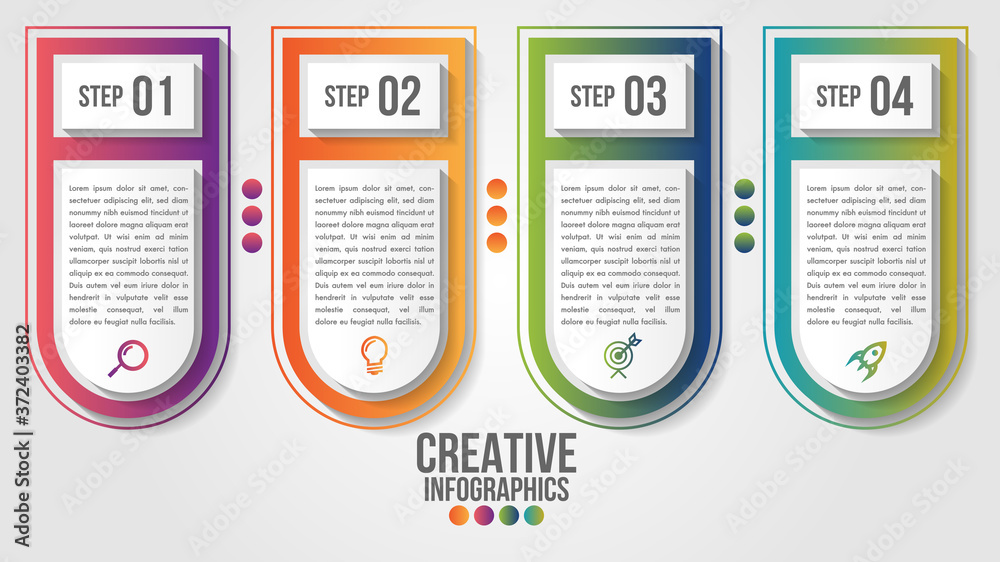 Sticker infographic modern timeline design vector template for business with 4 steps or options illustrate a