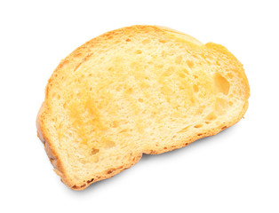 Slice of toasted bread on white background