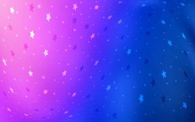 Light Pink, Blue vector template with sky stars. Glitter abstract illustration with colored stars. The pattern can be used for new year ad, booklets.