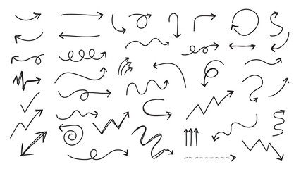 Fototapeta na wymiar Arrow vector doodle. Hand drawn sketch arrows design for business plan and education.