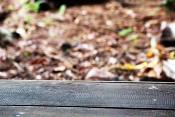 Wooden table and blurred background