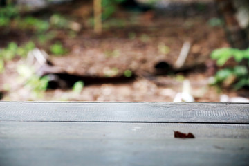 Wooden table and blurred background