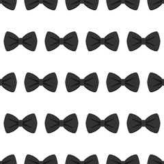 Black bow tie, men's necktie vector seamless pattern background. 