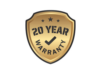 20 year Warranty Gold Shields on White Background