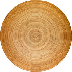 The front side of a round bowl of bamboo