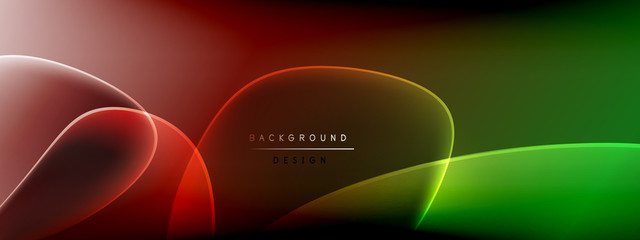 Vector abstract background - liquid bubble shapes on fluid gradient with shadows and light effects. Shiny design template for text