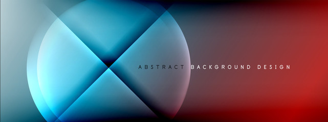 Vector abstract background - circle and cross on fluid gradient with shadows and light effects. Techno or business shiny design templates for text