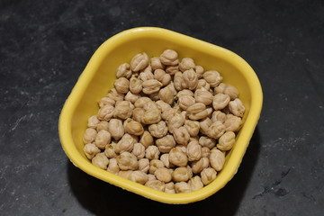 fresh germinated chickpeas on white background