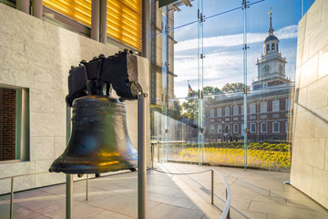 Liberty Bell old symbol of American freedom  in Philadelphia Pennsylvania
