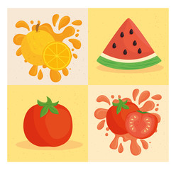 set banners of fruits and vegetables vector illustration design