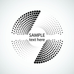 Halftone dots in circle form. Circular Music equalizer . Audio waves . Sound frequency . round logo . vector dotted frame . design element