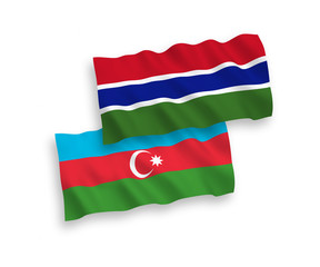 Obraz premium Flags of Republic of Gambia and Azerbaijan on a white background