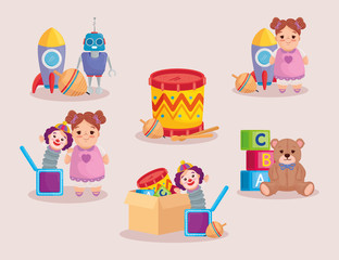 Fototapeta premium collection of cute kids toys vector illustration design