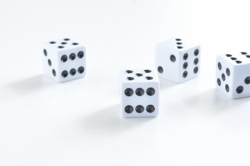 6,  Dices on white background

