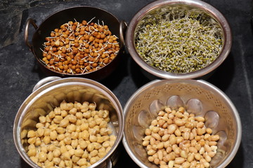 Fresh and healthy sprouts isolated on black background