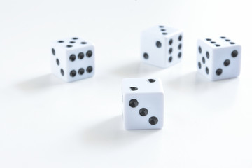 3,  Dices on white background

