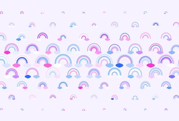 Light Blue, Red vector texture with rainbows, clouds.