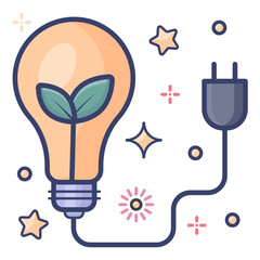 
Leaves inside light bulb, flat design of eco power icon
