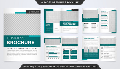 Fototapeta na wymiar bifold brochure template with minimalist concept and clean layout use for business profile and proposal