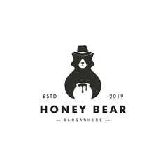 Honey Bear Logo Design Vector