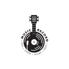 Music Record Logo Design Vector