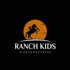 Ranch Kid Logo Design Vector