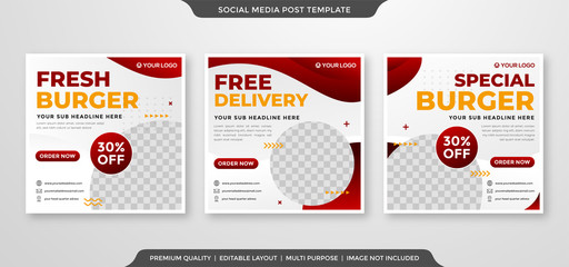 social media post ads template with minimalist style use for food menu promotion 