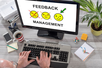 Feedback management concept on a computer