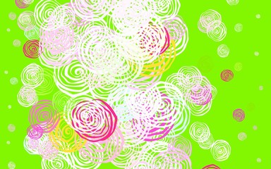 Light Pink, Green vector natural background with roses.