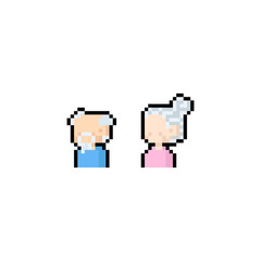 Pixel art cartoon elderly icon design.
