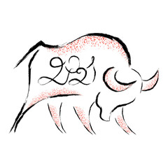 Chinese new year 2021 background. Ox, bull, cow