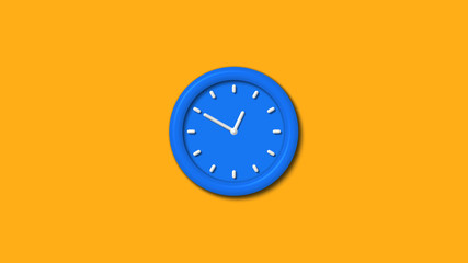 New 12 hours 3d wall clock icon on orange background,3d clock icon