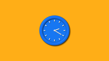 New 12 hours 3d wall clock icon on orange background,3d clock icon