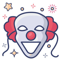 
Flat vector of scary clown mask, joker face  icon.
