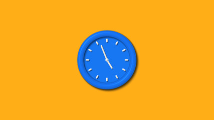 New 12 hours 3d wall clock icon on orange background,3d clock icon