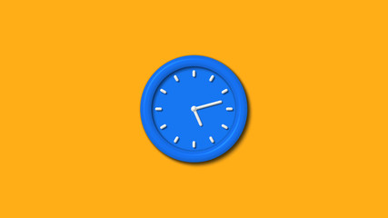 New 12 hours 3d wall clock icon on orange background,3d clock icon