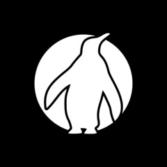 Silhouette of a penguin icon Isolated dark background