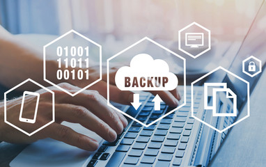 backup concept with cloud technology online