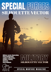 Military vector illustration, Army background, Book cover design.