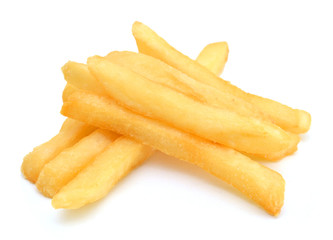 a pile of french fries isolated on white