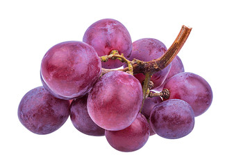 Fresh purple grapes isolated on white background with clipping pass