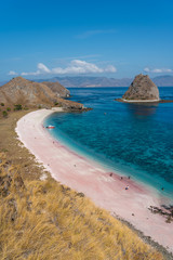 Sarai beach or Pink beach in Komodo national park in beautiful summer season, Flores island in Indonesia
