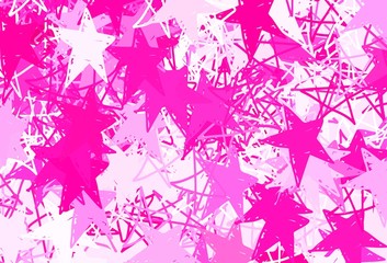 Light Pink, Yellow vector layout with bright stars.